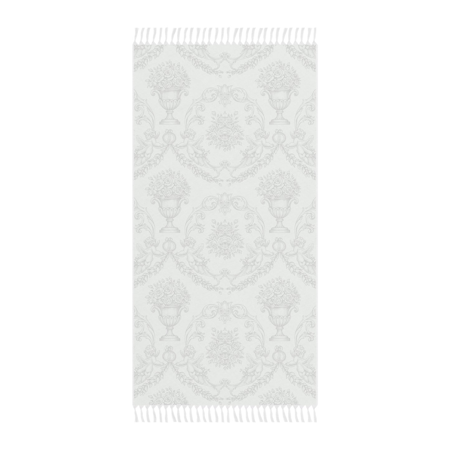 Boho Floral Spring & Summer Blanket Throw – Vintage Urn Pattern Turkish Fringe Towel