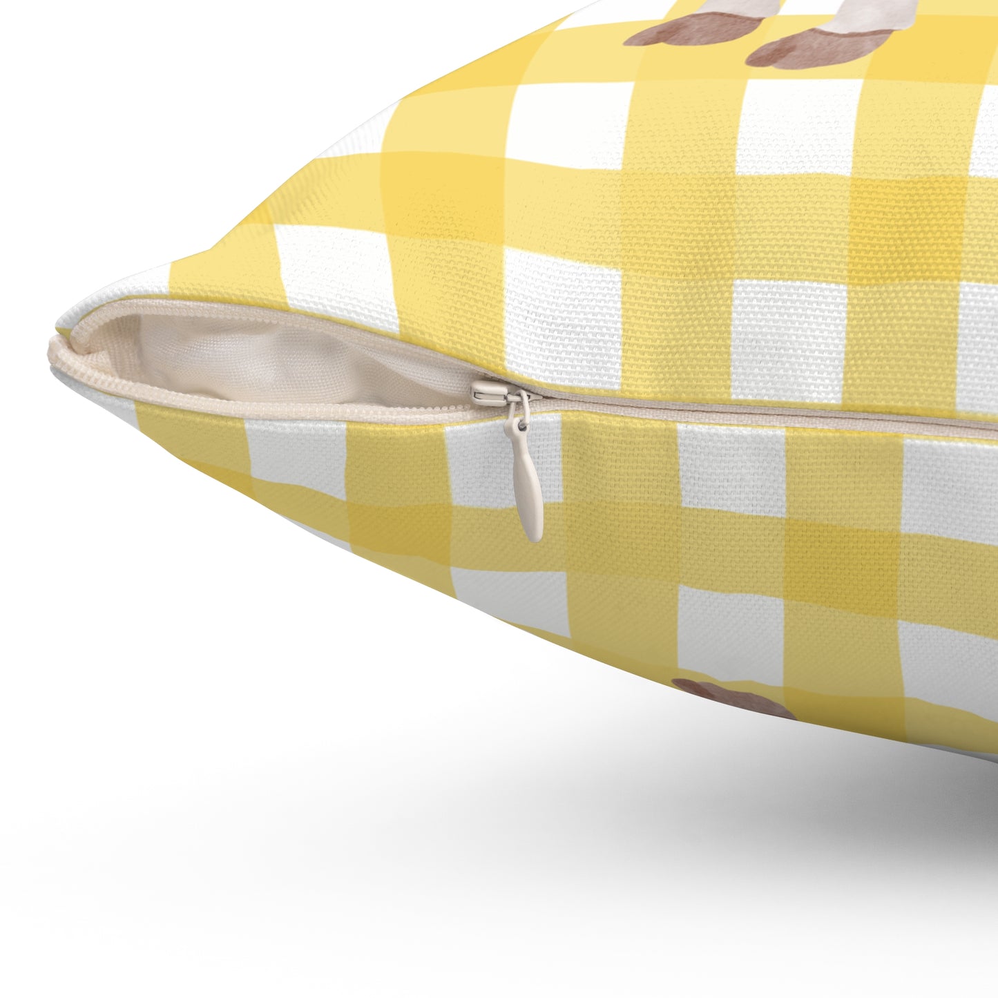Farmhouse Cow Pillow — Yellow Gingham Decorative Throw Pillow