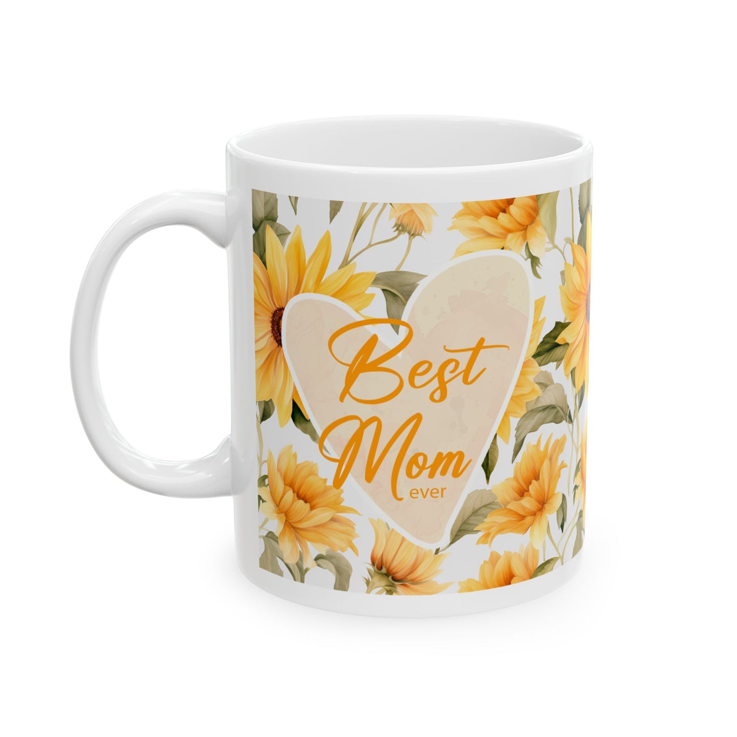 Mom's Sunflower Floral Ceramic Mug — Yellow Sunflowers Coffee Cup (11oz)