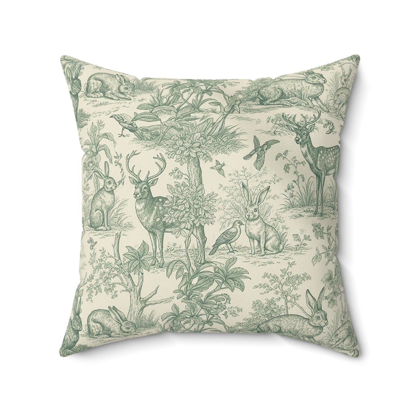 Vintage Woodland Deer Toile Throw Pillow