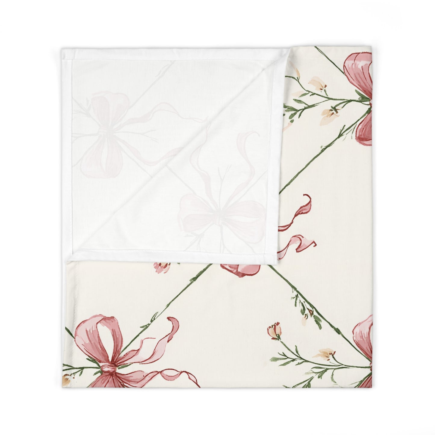 Heirloom Bow Garden Swaddle Blanket — Soft Vintage Rose Nursery Wrap