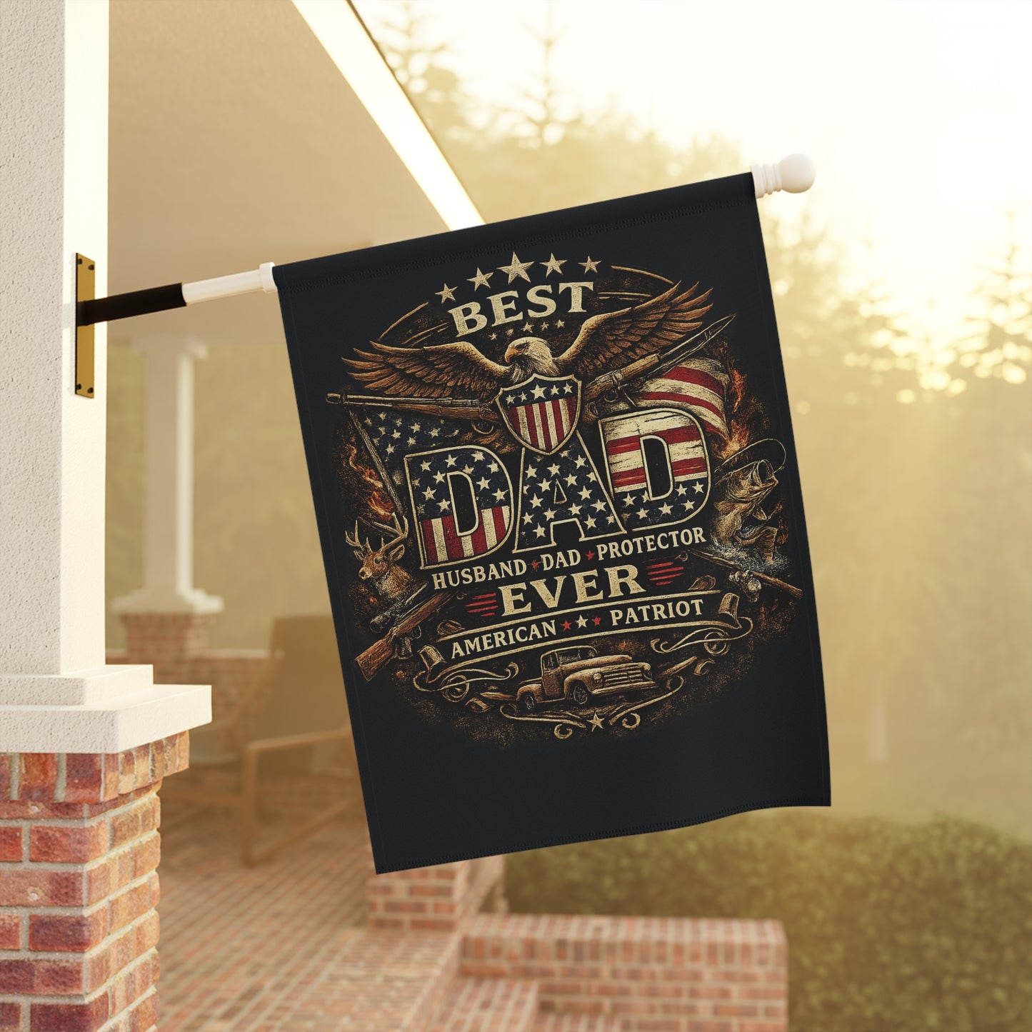 Garden Flag - "Best Dad Ever" American Patriot Banner (House & Yard)