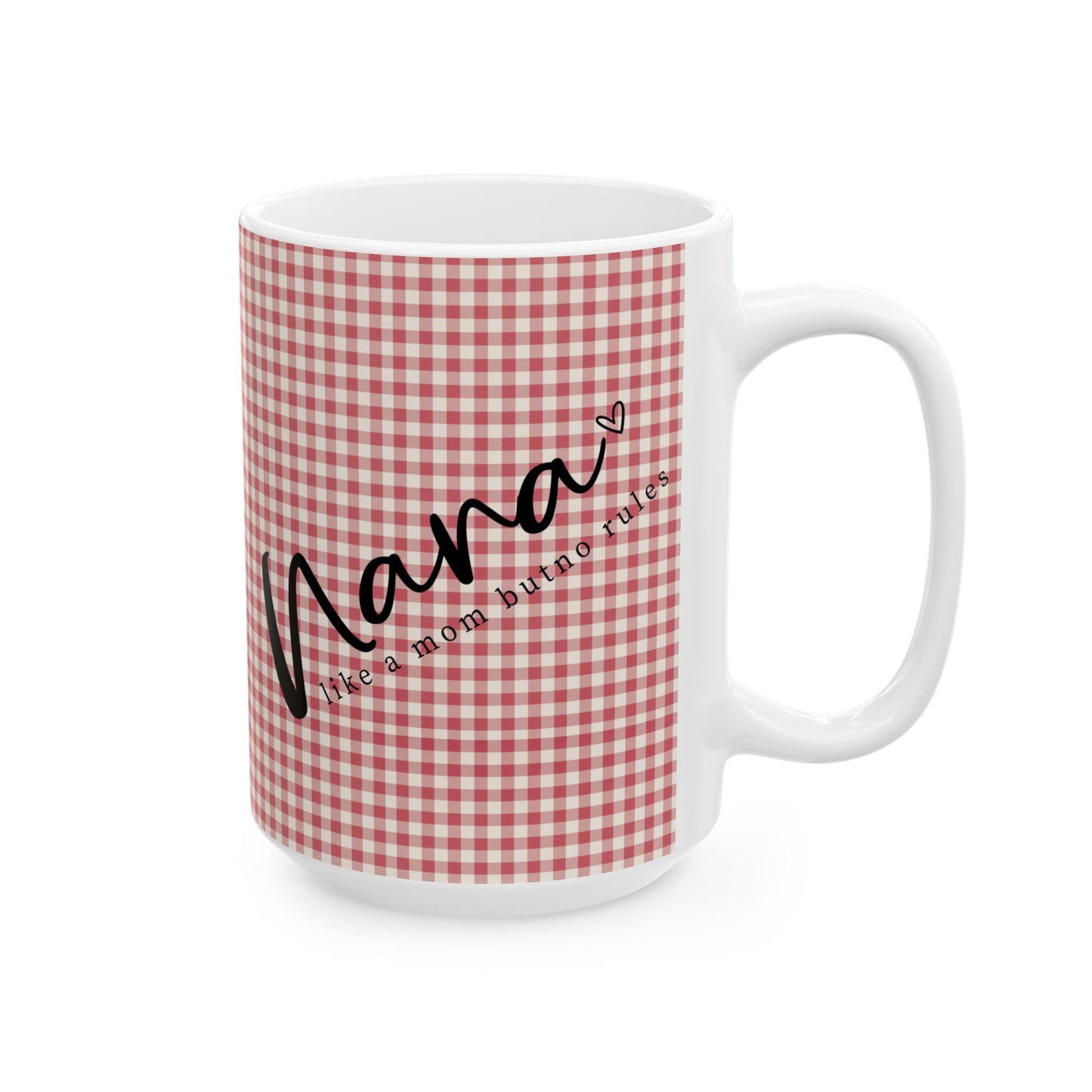 Gingham Ceramic Mug – Red Check Pattern Coffee Cup