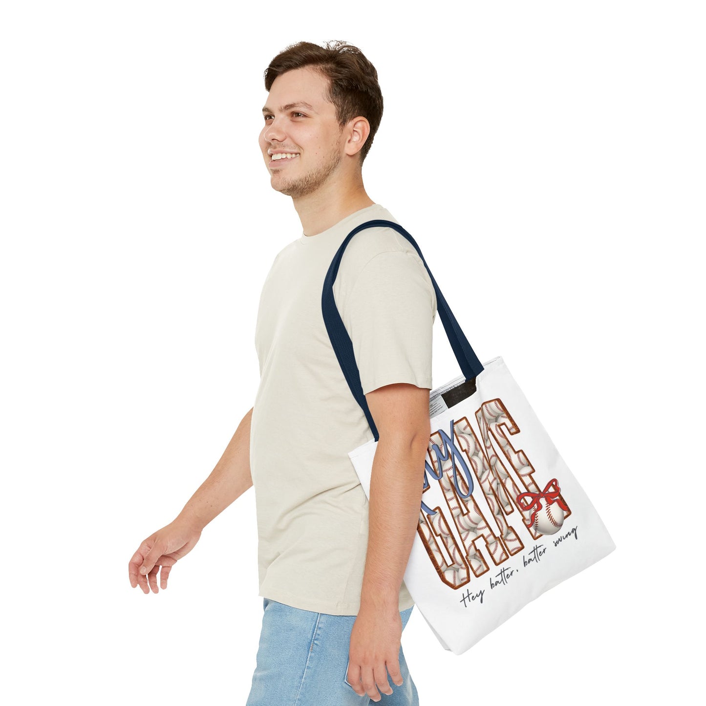 Mom Baseball Tote Bag — 'Hey Batter, Batter Swing'  Canvas Tote
