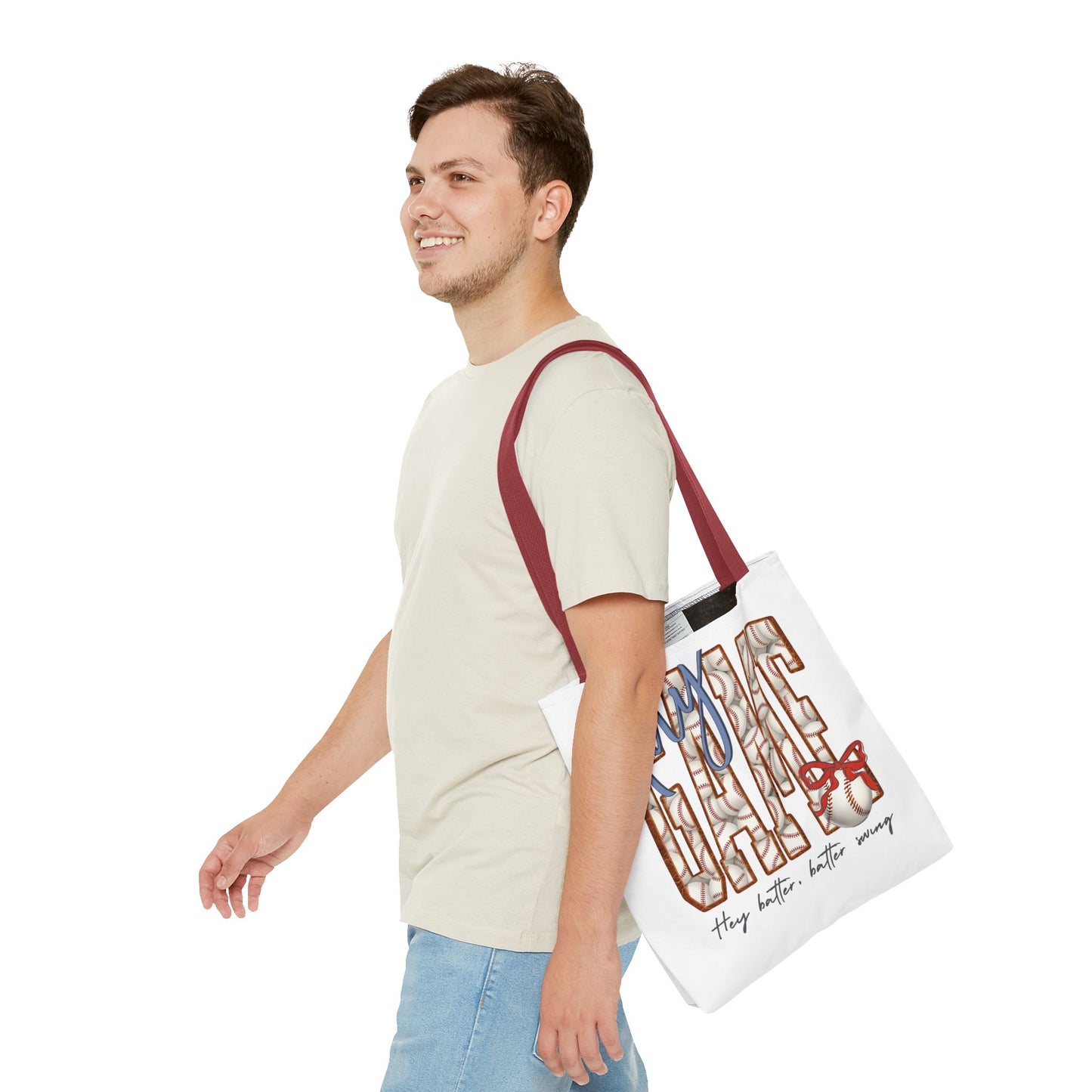 Mom Baseball Tote Bag — 'Hey Batter, Batter Swing'  Canvas Tote