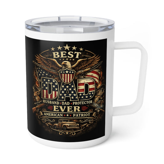 10oz Insulated Coffee Mug - Patriotic American Eagle & Shield Grillmaster Design