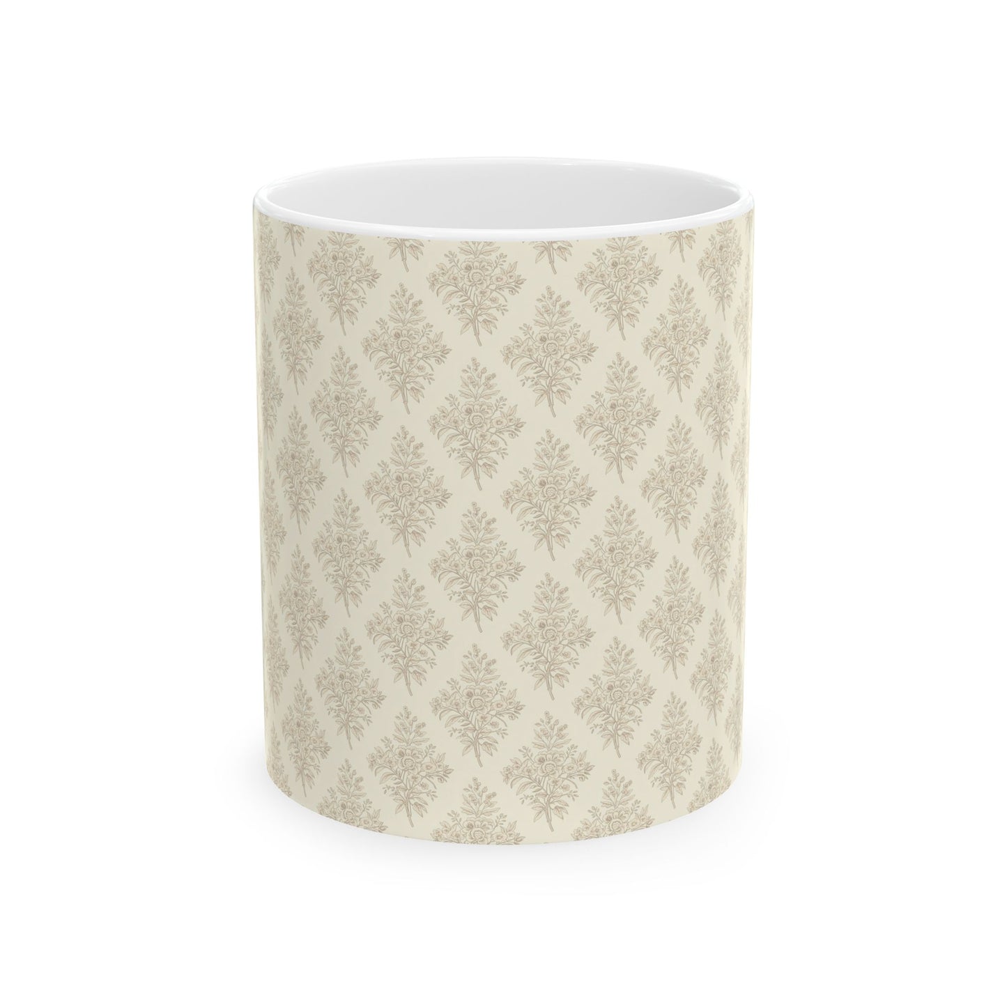 Heirloom Botanical Mug | Soft Neutral Floral Coffee Cup