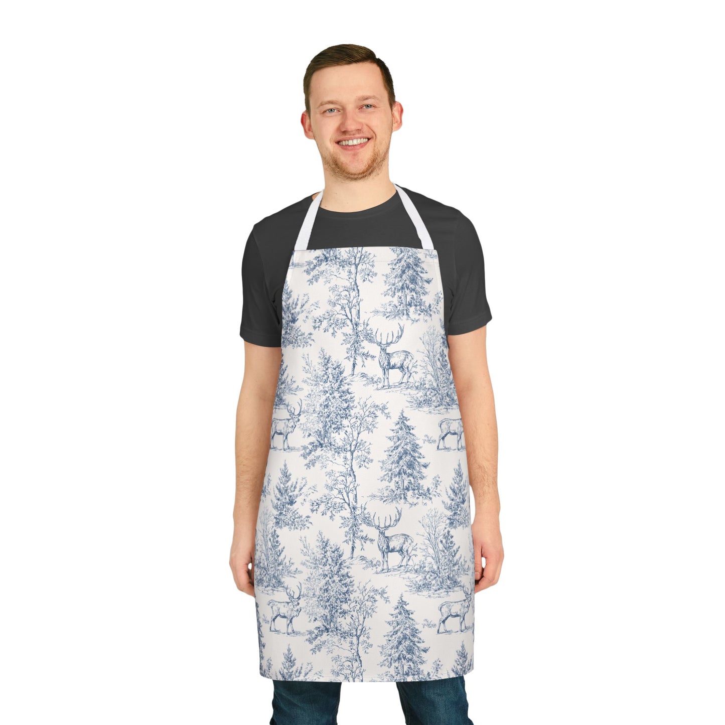 Peppermint’s Winterwood Heirloom Apron– Deer & Pine Forest Cooking Apron