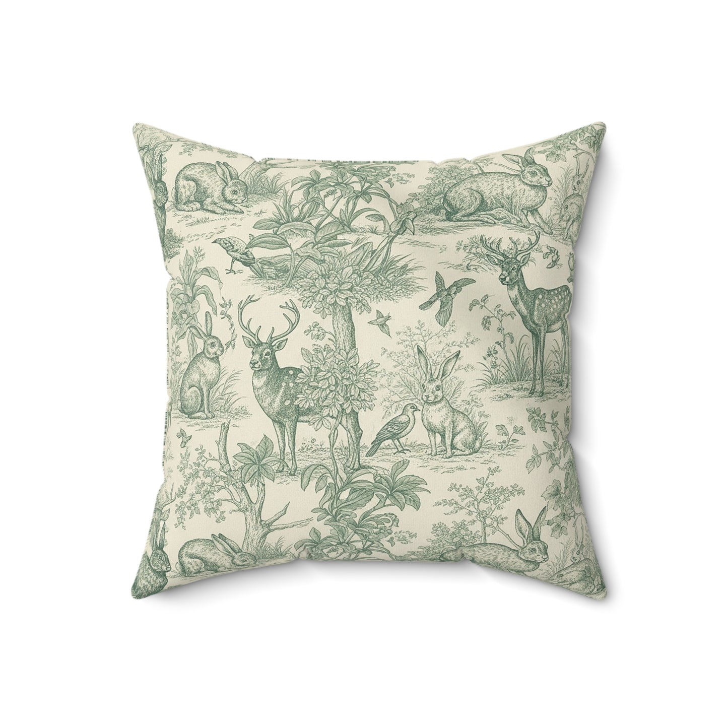 Vintage Woodland Deer Toile Throw Pillow
