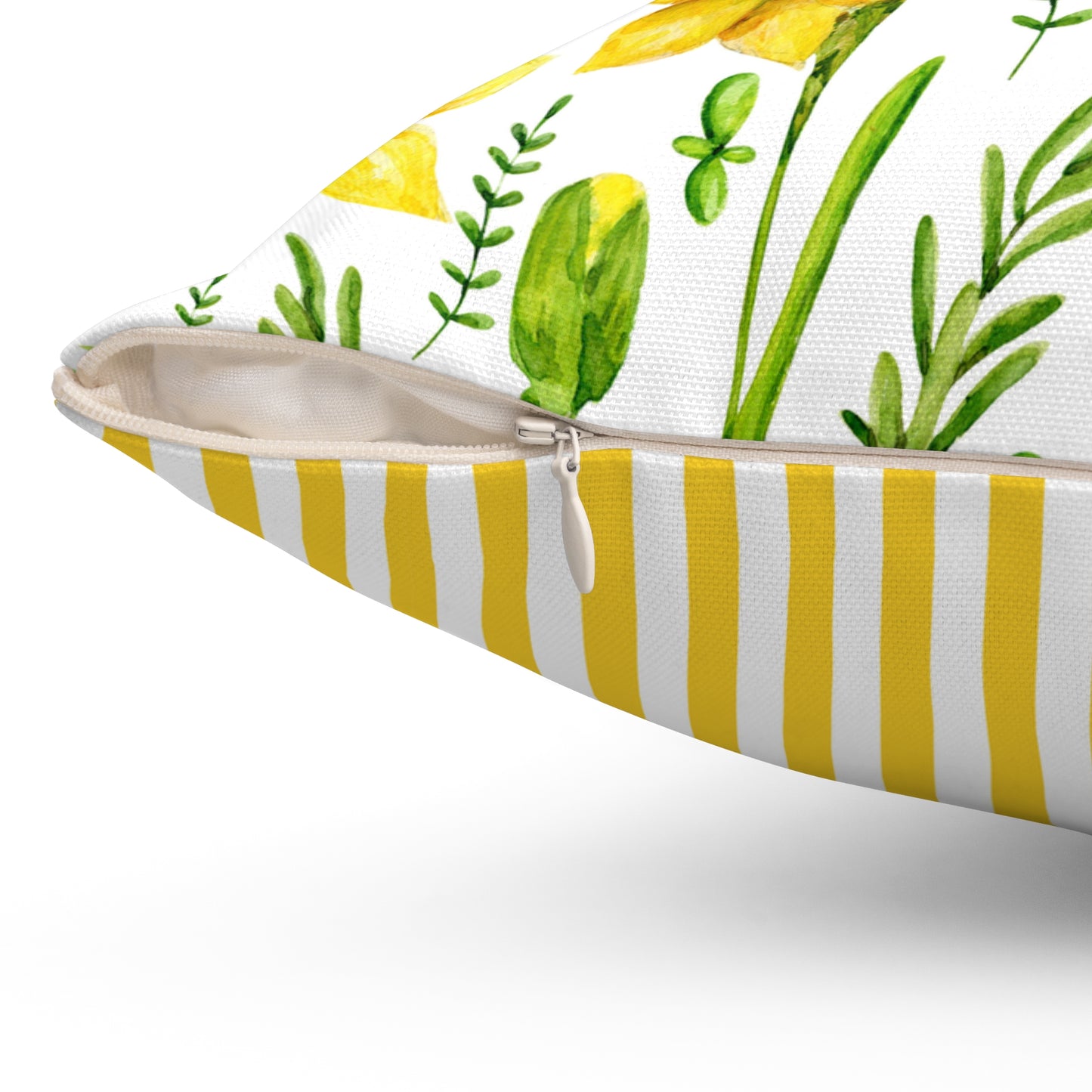 Daffodil Floral Pillow — Yellow Spring Floral Throw Pillow