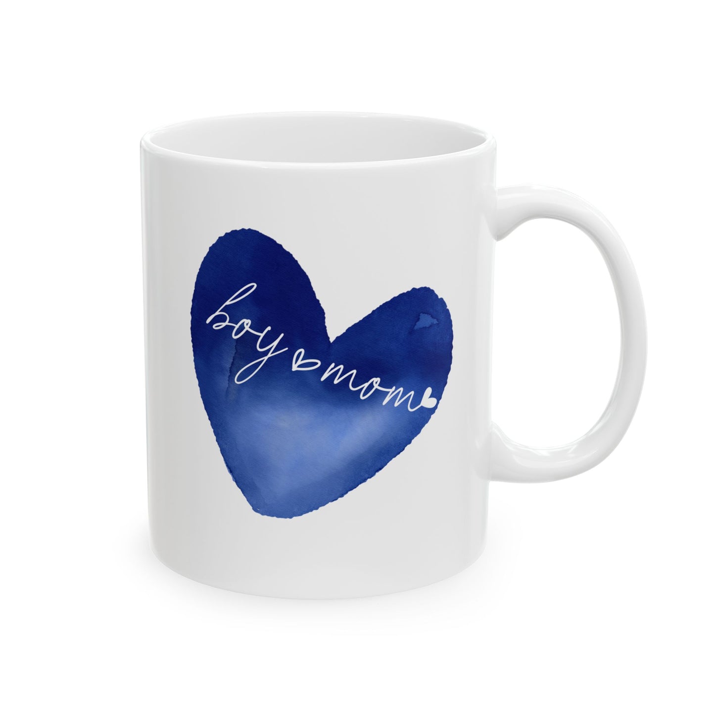 Boy Mom  Blue Heart Ceramic Mug –  Inspirational Coffee Cup (11oz, 15oz)