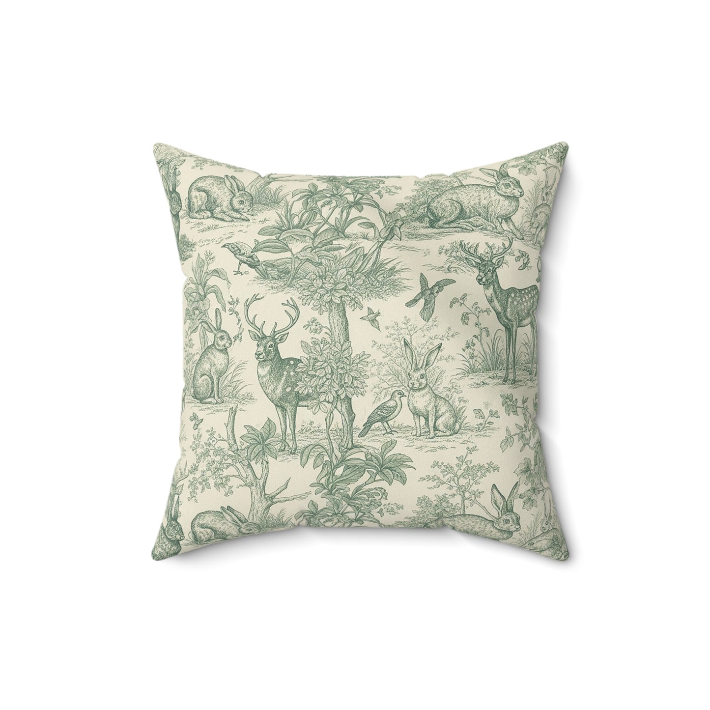 Vintage Woodland Deer Toile Throw Pillow