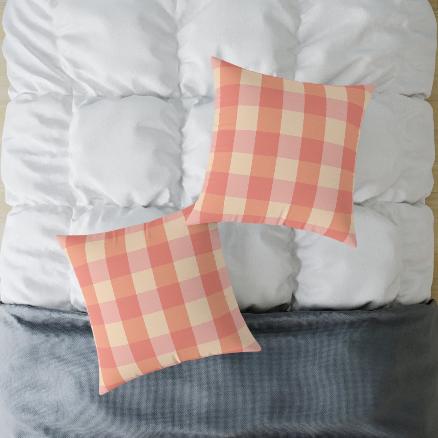Joyful Gingham Pillow – Coral Pink Checkered Cushion for Cozy, Collected Homes  Layer with Heirloom Plum, Stillwater Check, or any of our art pillows for a warm, welcoming touch. Charming Checkered Throw Pillow, Cozy Home Decor