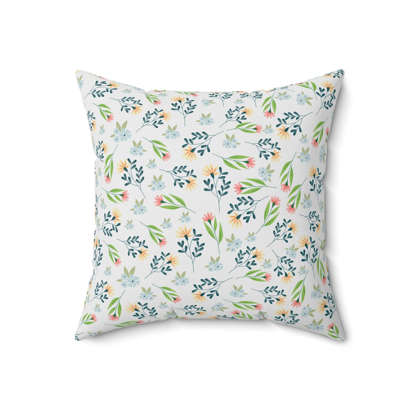 Floral Meadow Square Pillow — Pastel Botanical Throw Pillow