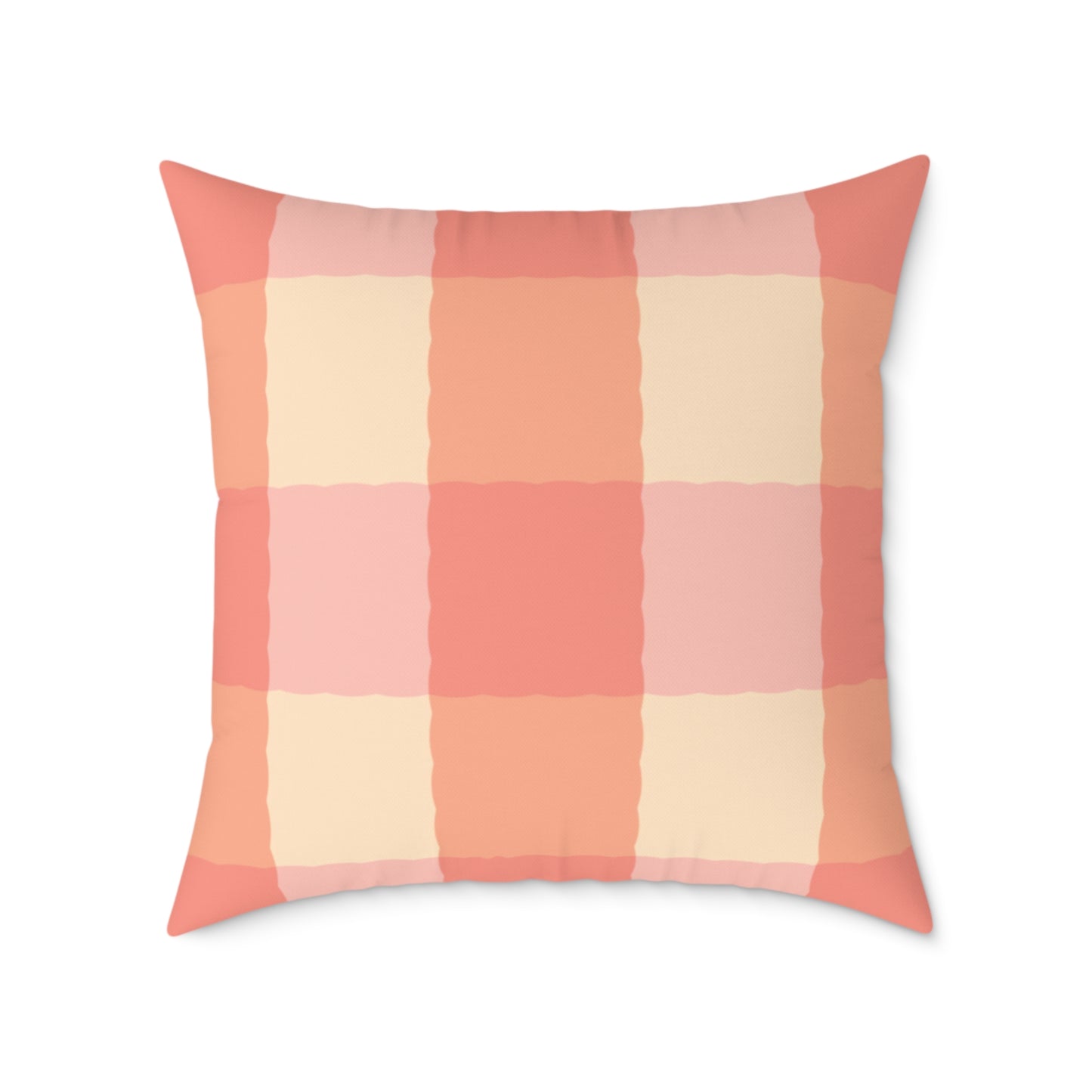 Joyful Gingham Pillow – Coral Pink Checkered Cushion for Cozy, Collected Homes  Layer with Heirloom Plum, Stillwater Check, or any of our art pillows for a warm, welcoming touch. Chic Checkered Pillow