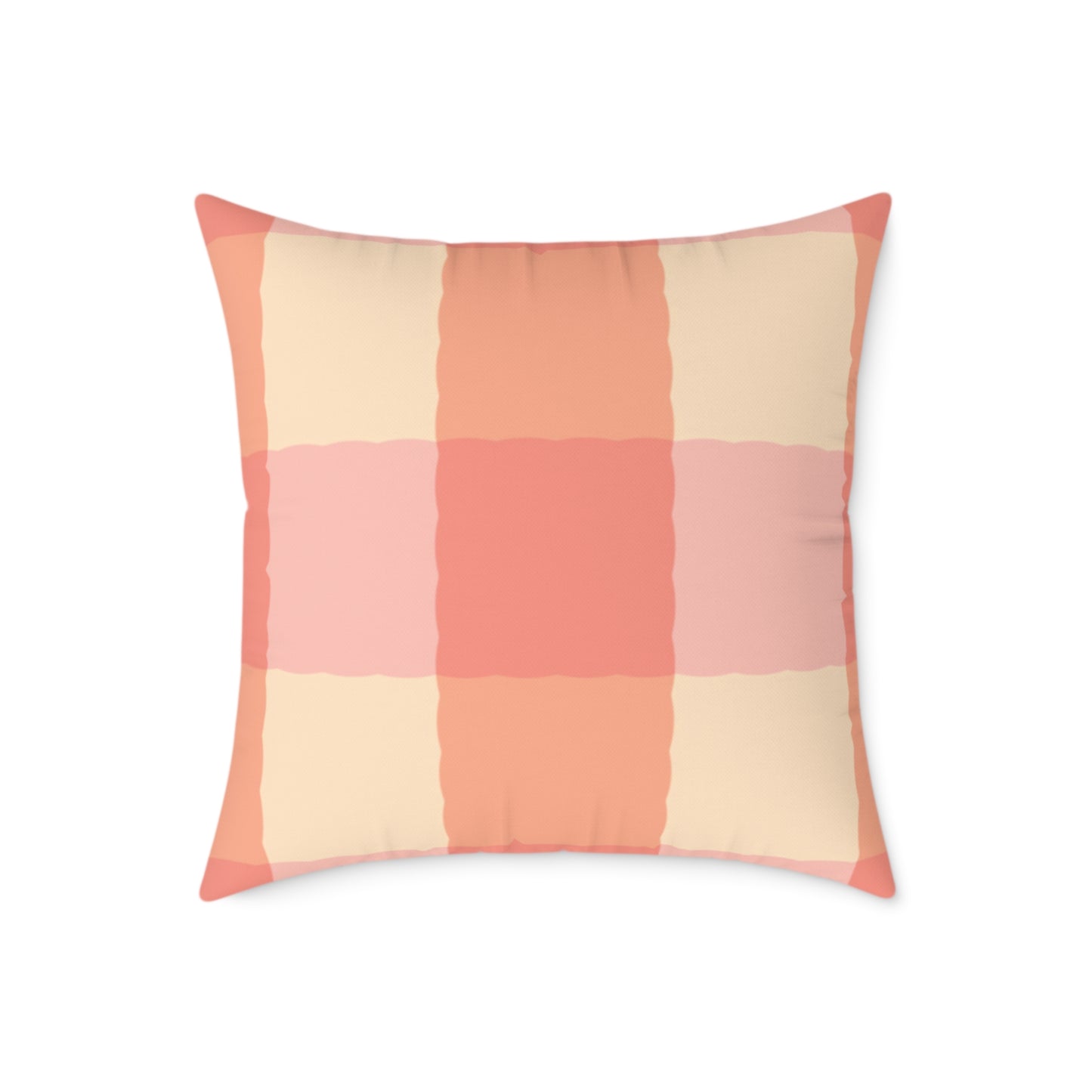 Joyful Gingham Pillow – Coral Pink Checkered Cushion for Cozy, Collected Homes  Layer with Heirloom Plum, Stillwater Check, or any of our art pillows for a warm, welcoming touch. Chic Checkered Pillow