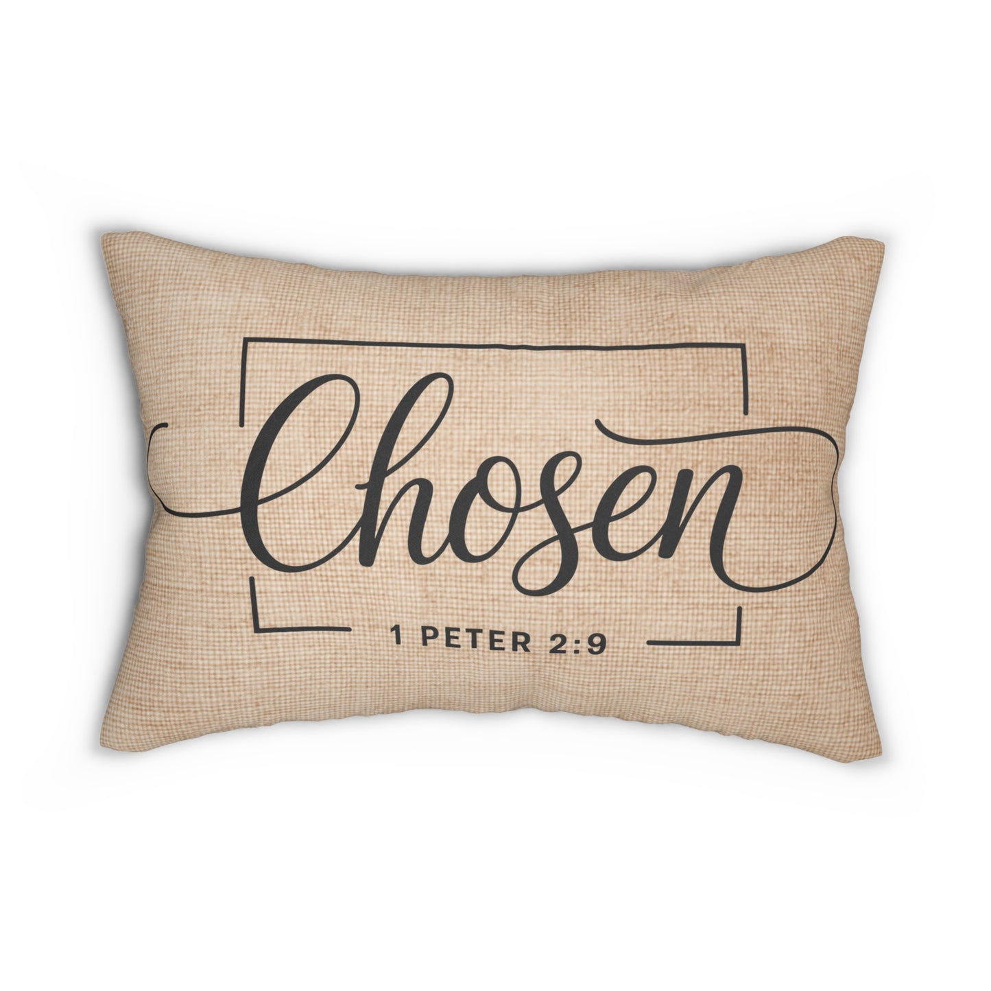 Peppermint’s Faith & Promise Pillows | Neutral Scripture Lumbar Pillows | Christian Home Decor Lumbar Pillow — "Chosen" 1 Peter 2:9