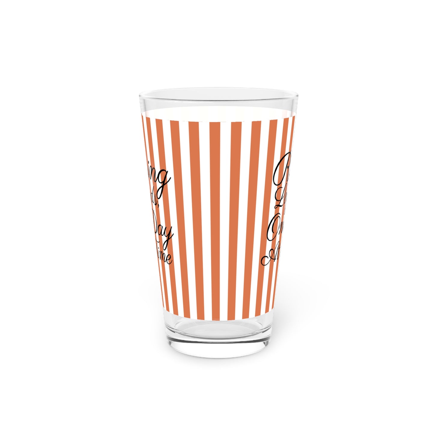 Pint Glass - "Raising Legends One Day At a Time" Orange Stripe Beer Pint
