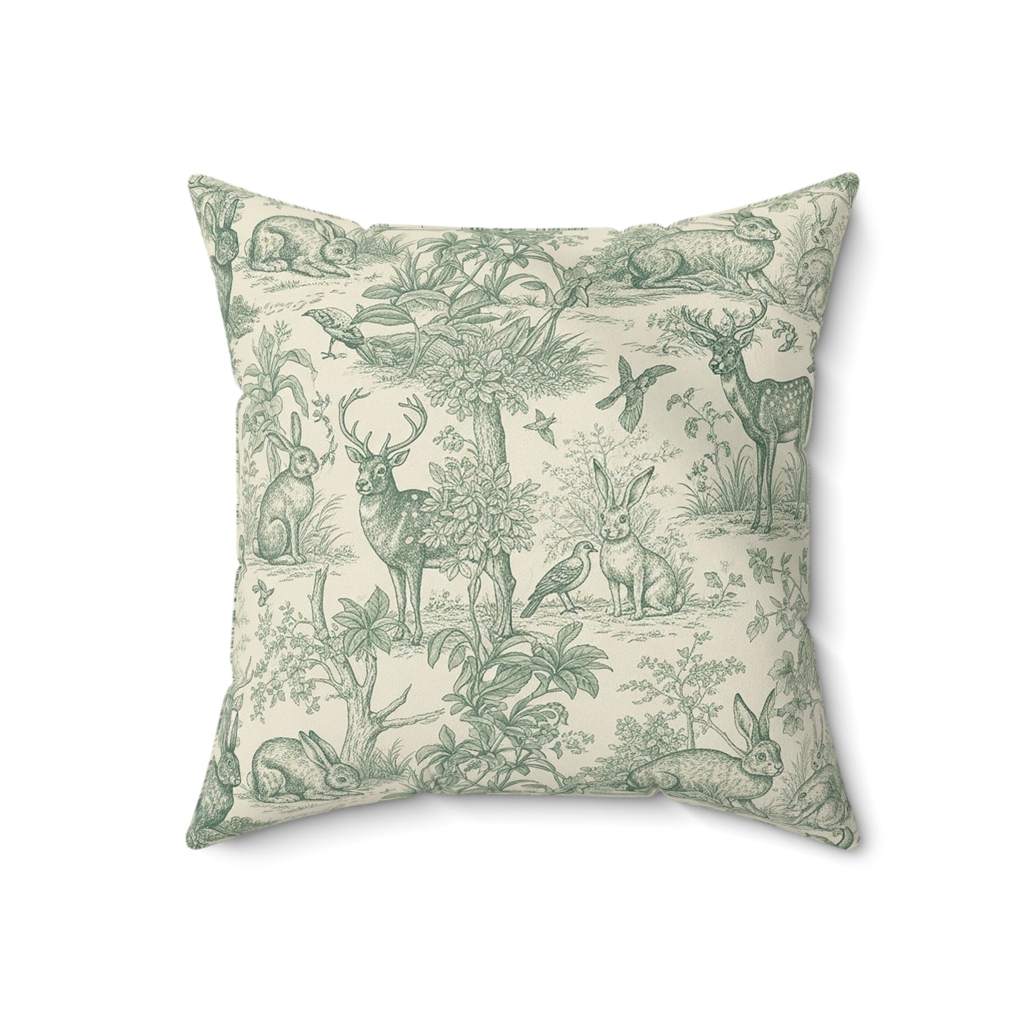 Vintage Woodland Deer Toile Throw Pillow
