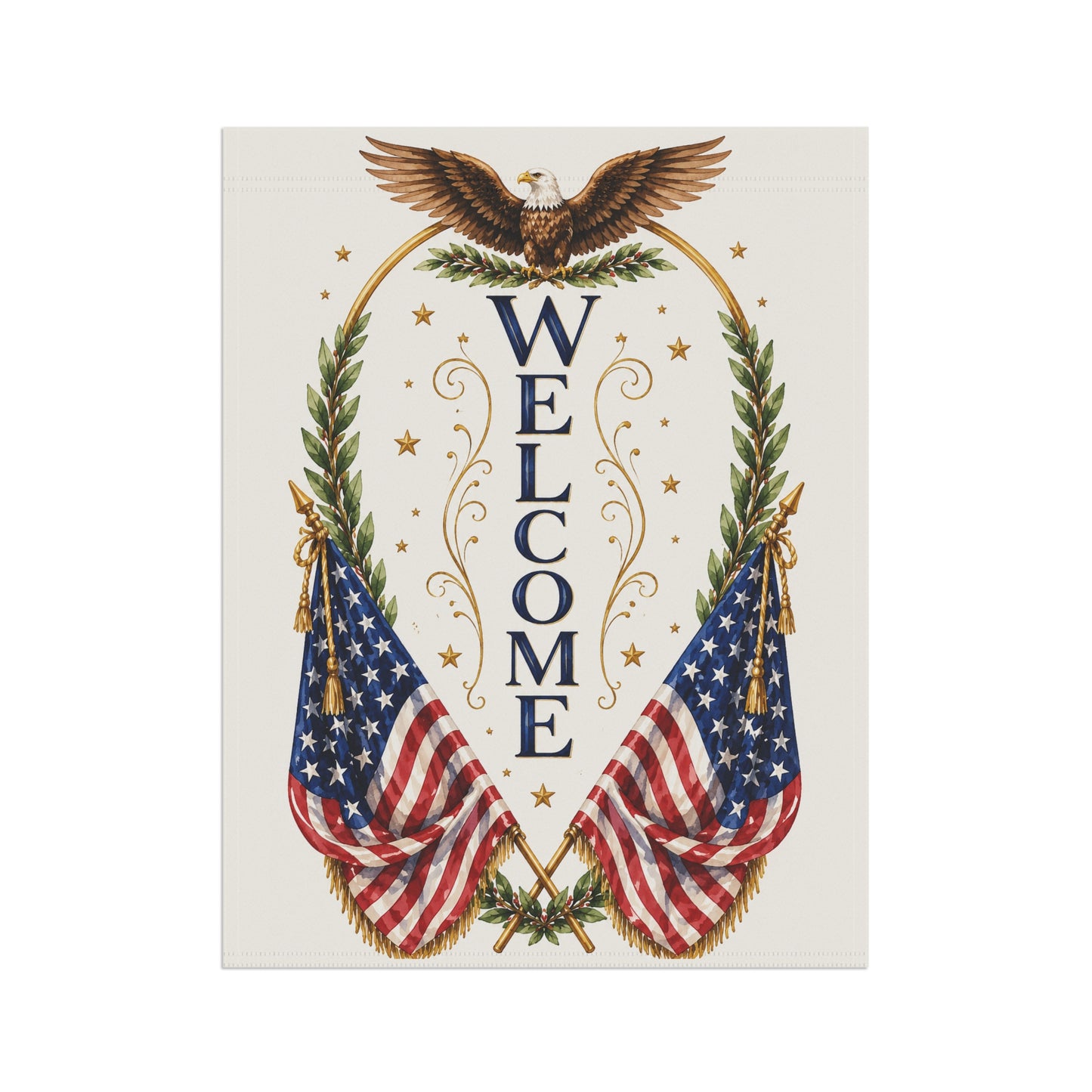 Welcome Patriotic Garden Flag — American Eagle & Flags House Banner