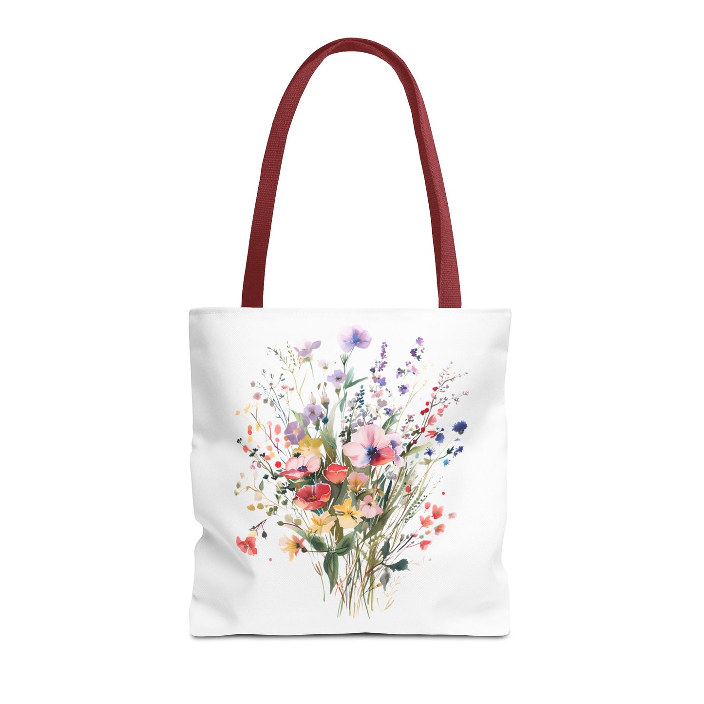 Floral Bouquet Tote Bag — Watercolor Wildflower Print, Lightweight Everyday Carry