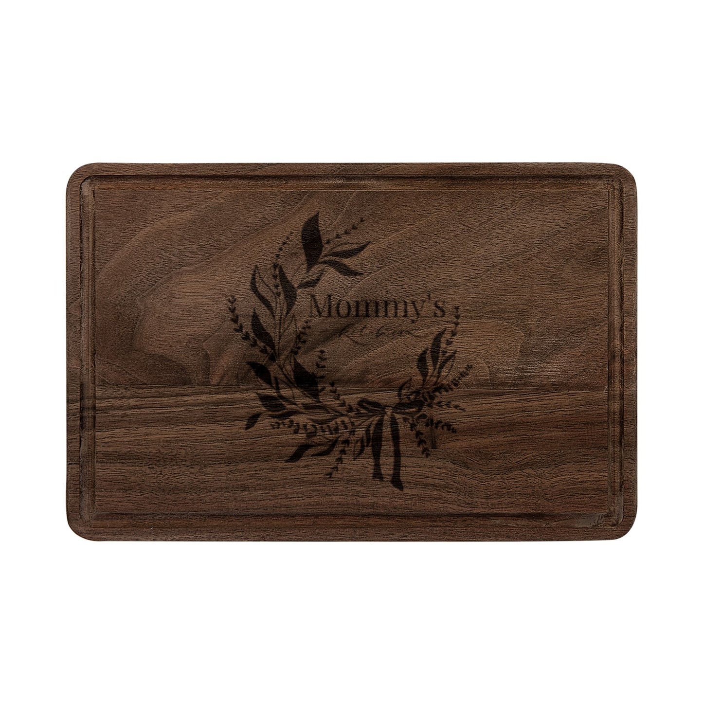 Engraved Laurel Wreath Wooden Cutting Board – Personalized Kitchen Gift