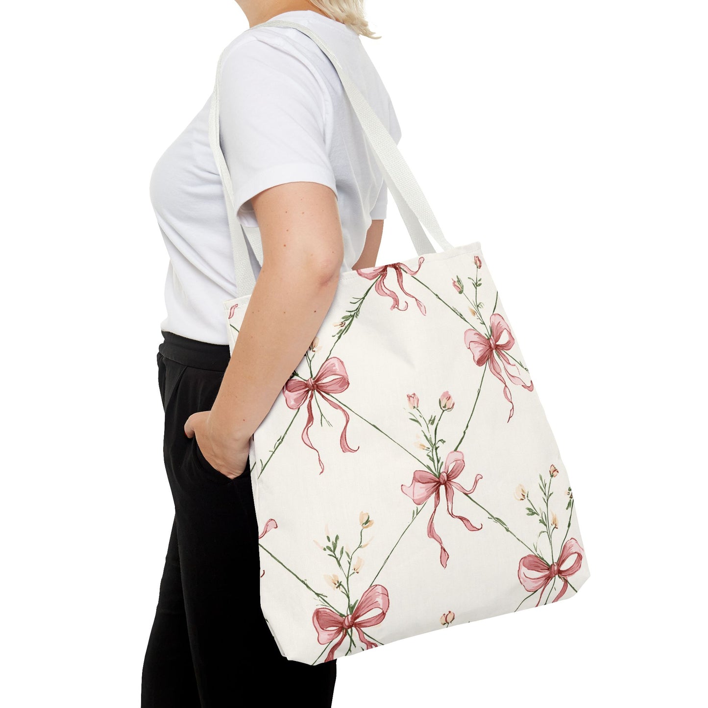 Bow Garden Cotton Tote Bag | Floral Bow Everyday Carryall