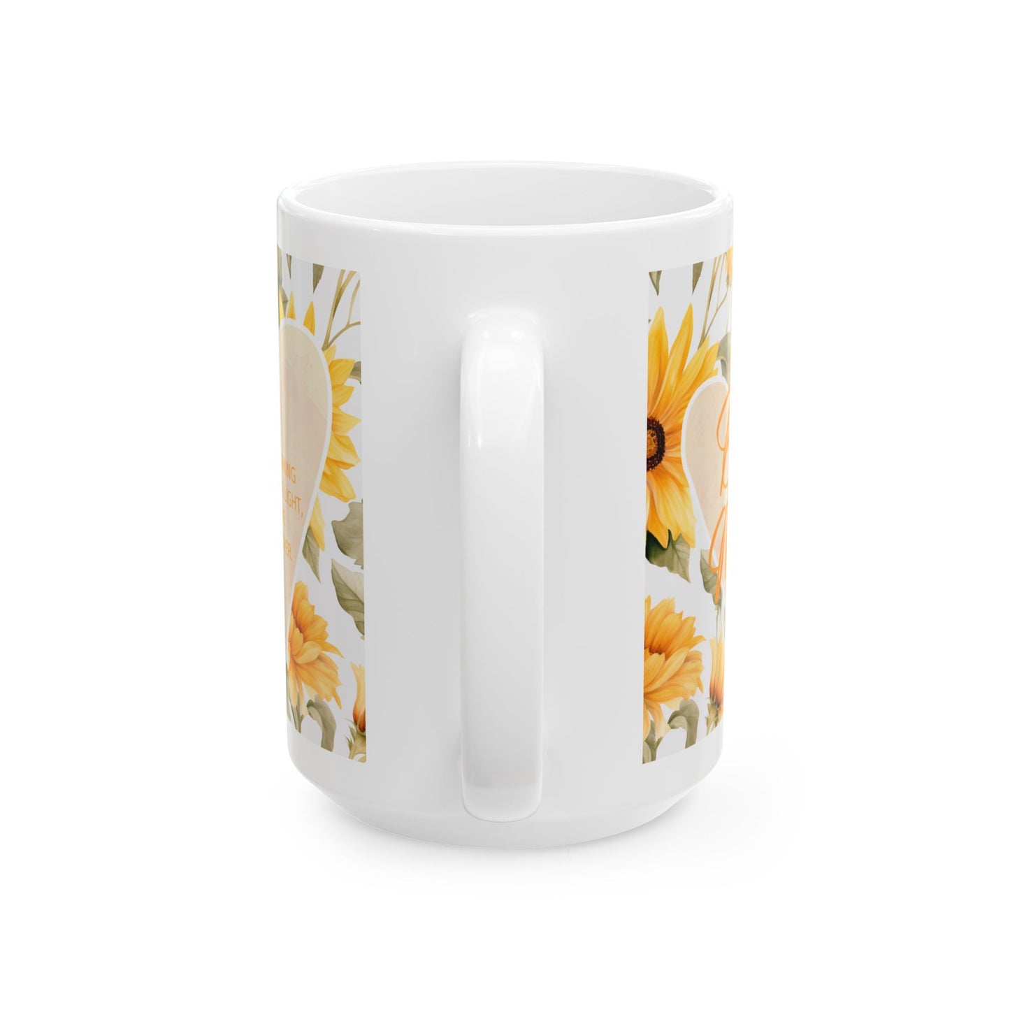 Mother's  Sunflower Floral Ceramic Mug — Bright Yellow Sunflower Coffee Cup( 15oz)
