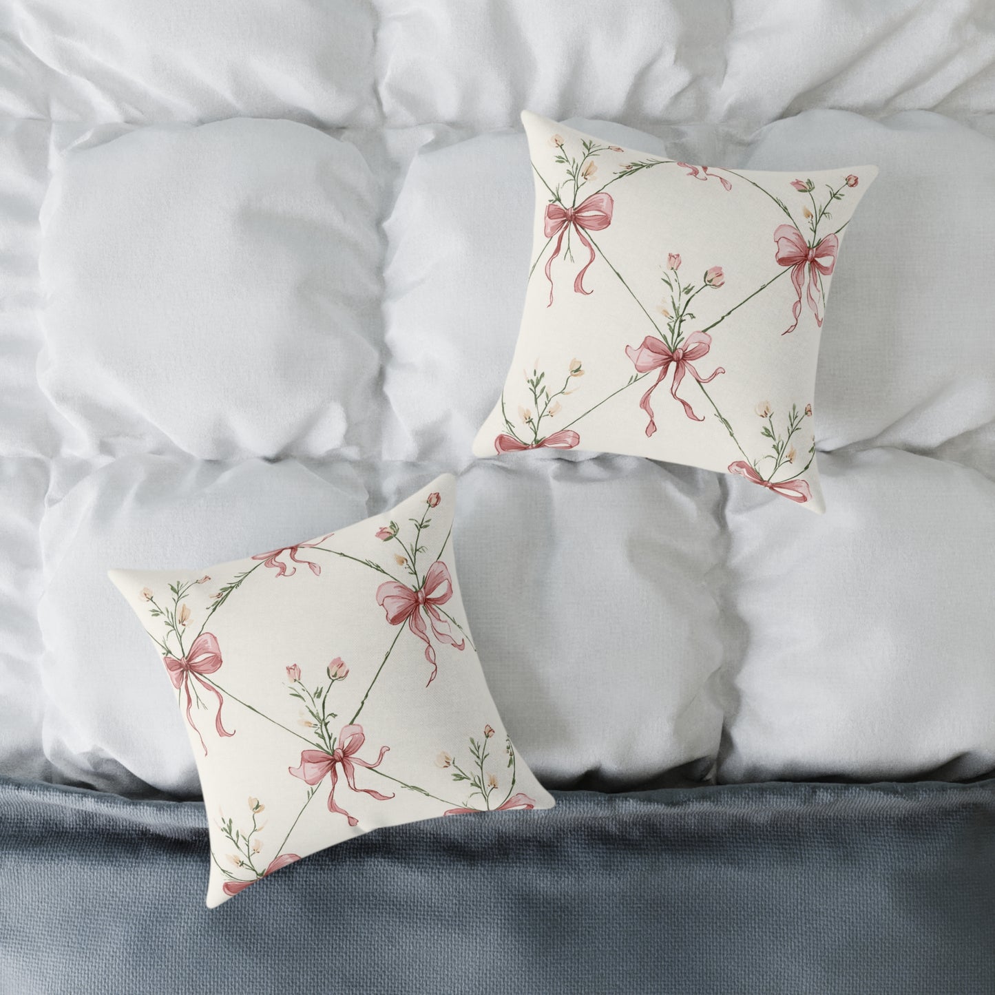 Heirloom Bow Garden Pillow Cover – 16”, 18”, or 24”