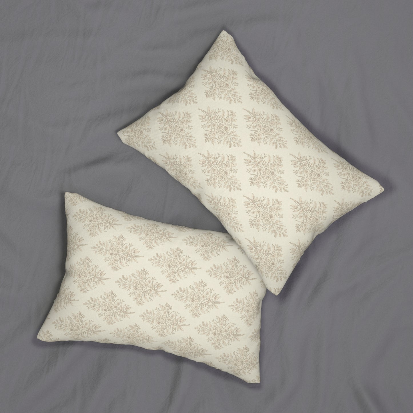 Heirloom Botanical Lumbar Pillow | Soft Neutral Floral Accent