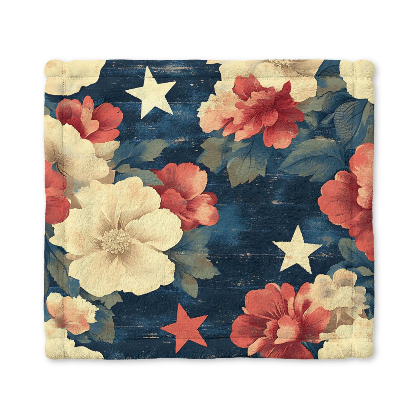 Floral Stars Minky Baby Lovey Blanket — Soft Plush Security Blanket for Newborns & Infants