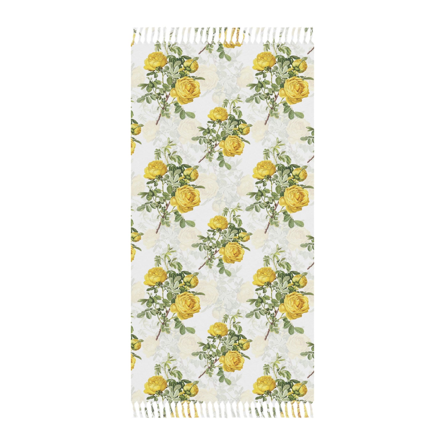 summer throw blanket — Boho Yellow Rose Floral Turkish Fringe Towel
