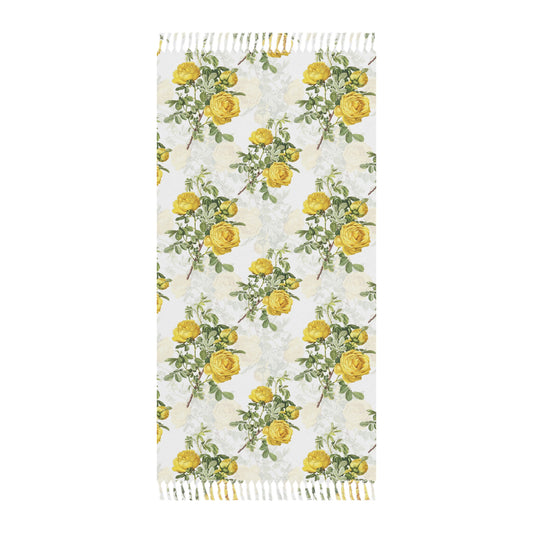 summer throw blanket — Boho Yellow Rose Floral Turkish Fringe Towel