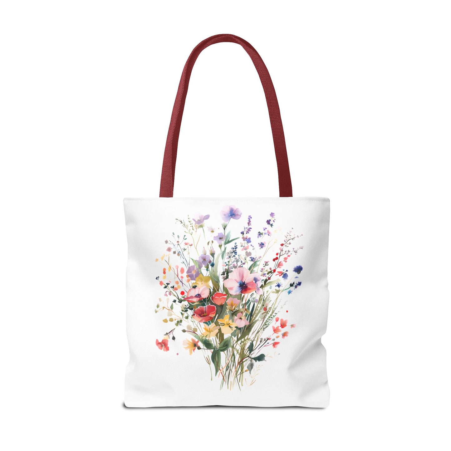 Floral Bouquet Tote Bag — Watercolor Wildflower Print, Lightweight Everyday Carry