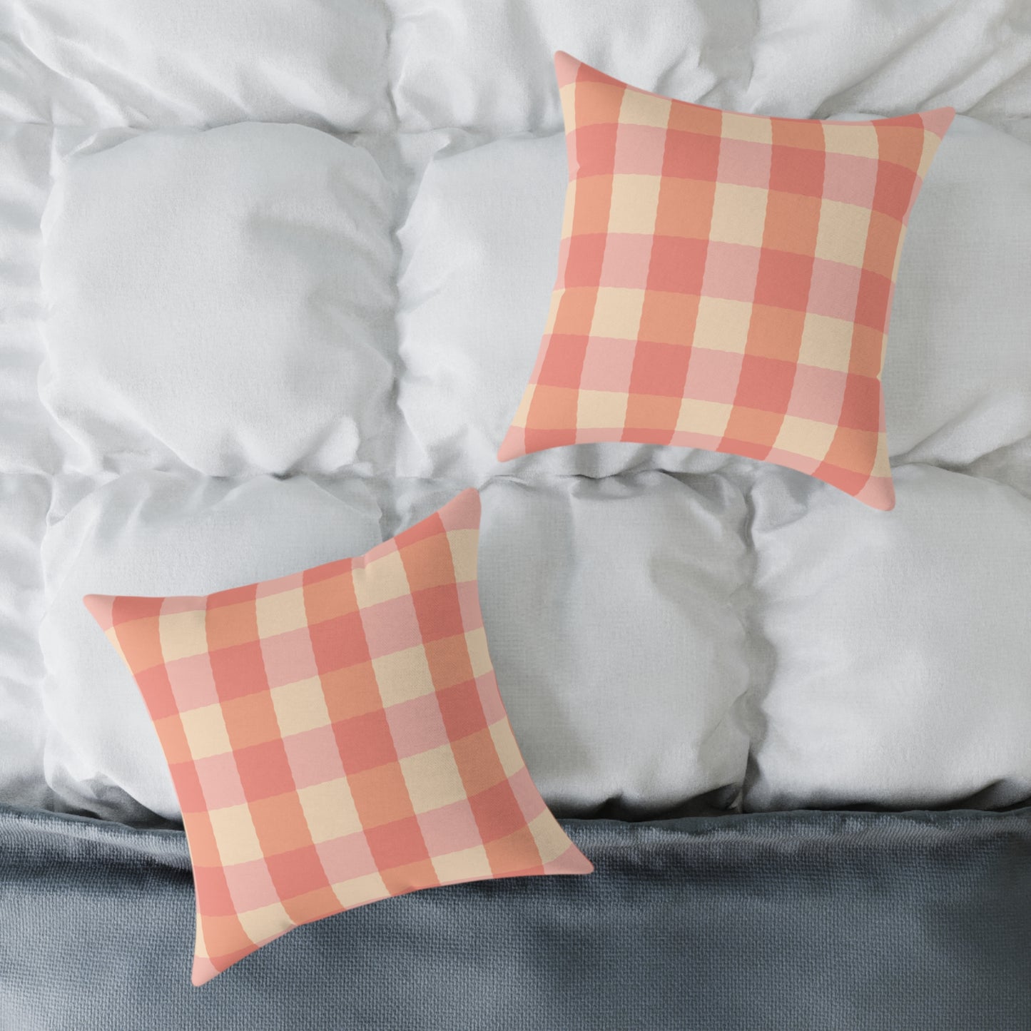 Joyful Gingham Pillow – Coral Pink Checkered Cushion for Cozy, Collected Homes  Layer with Heirloom Plum, Stillwater Check, or any of our art pillows for a warm, welcoming touch. Charming Checkered Throw Pillow, Cozy Home Decor
