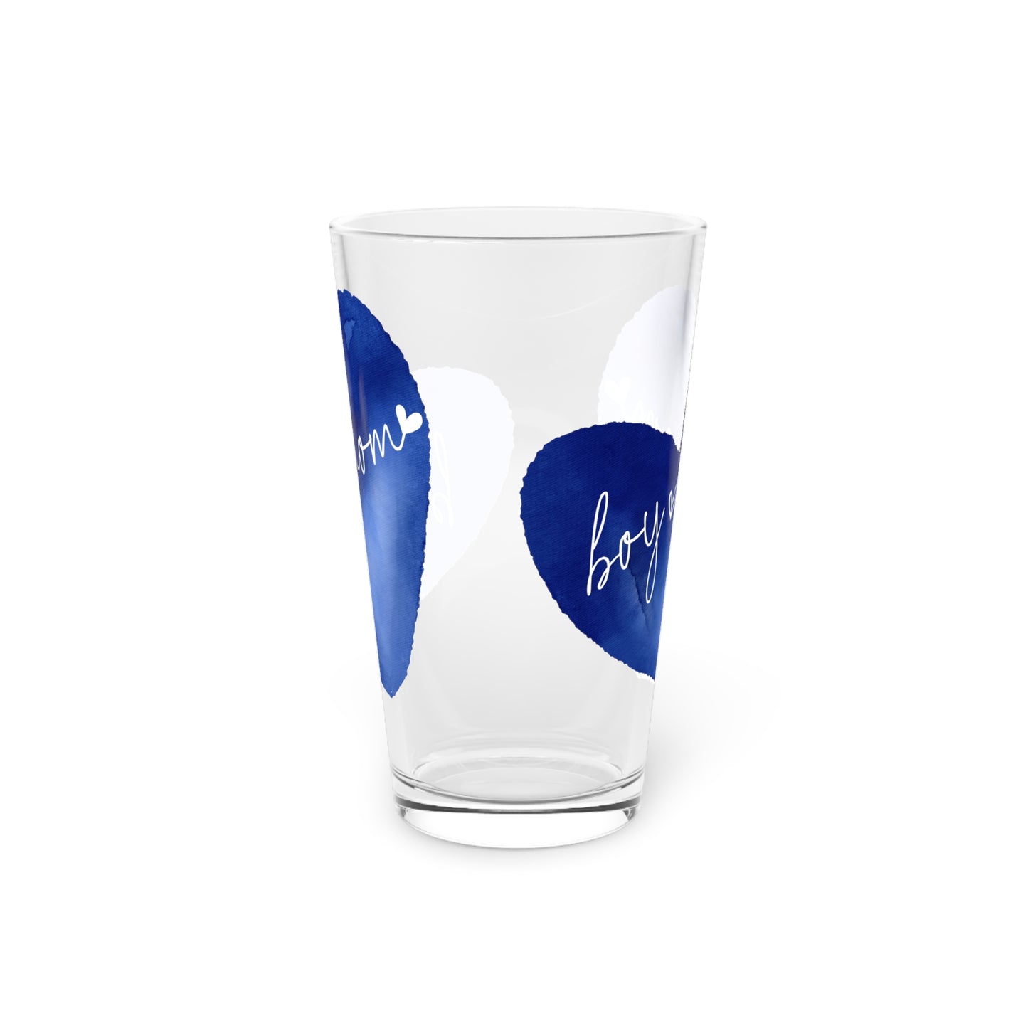 Blue Heart "Boy Mom" Pint Glass — 16oz  Glass Gift for New Moms & Baby Showers