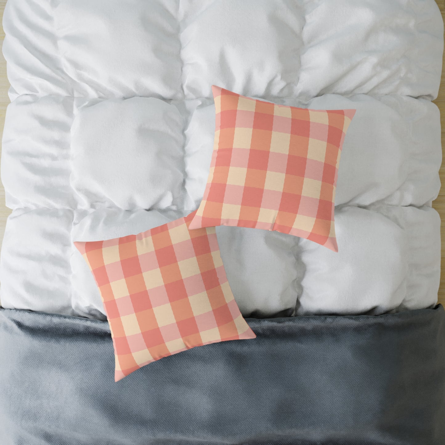 Joyful Gingham Pillow – Coral Pink Checkered Cushion for Cozy, Collected Homes  Layer with Heirloom Plum, Stillwater Check, or any of our art pillows for a warm, welcoming touch. Charming Checkered Throw Pillow, Cozy Home Decor