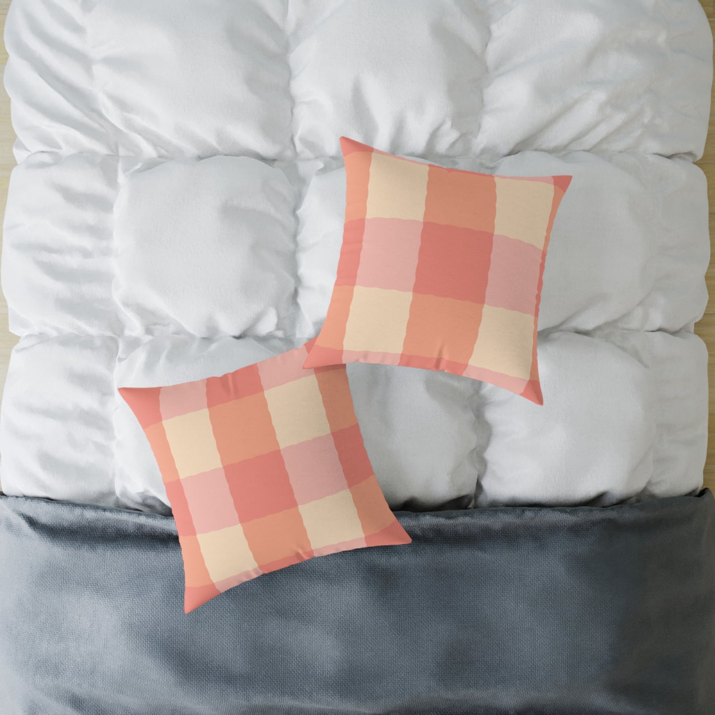 Joyful Gingham Pillow – Coral Pink Checkered Cushion for Cozy, Collected Homes  Layer with Heirloom Plum, Stillwater Check, or any of our art pillows for a warm, welcoming touch. Chic Checkered Pillow