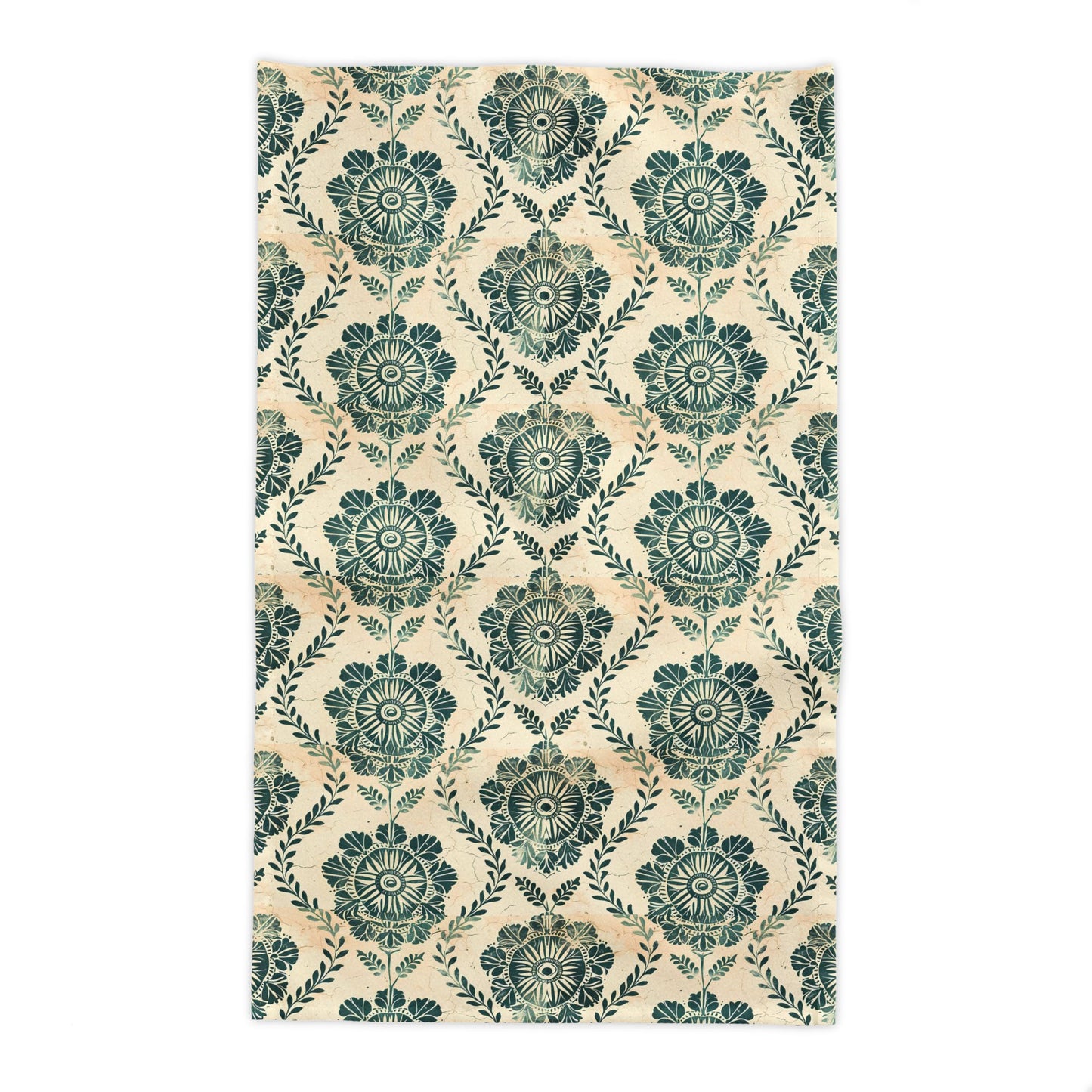 Verdant Medallion Tablecloth   Floral Damask Tablecloth — Green Vintage Medallion Pattern