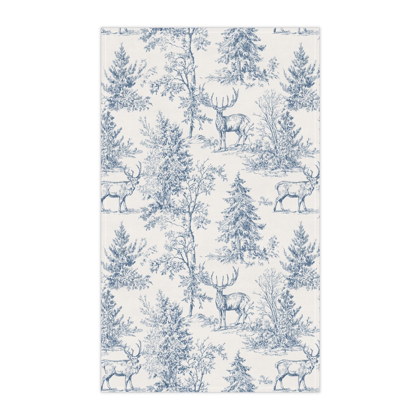 Peppermint’s Winterwood Tapestry Tea Towel — Blue Toile Kitchen Towel