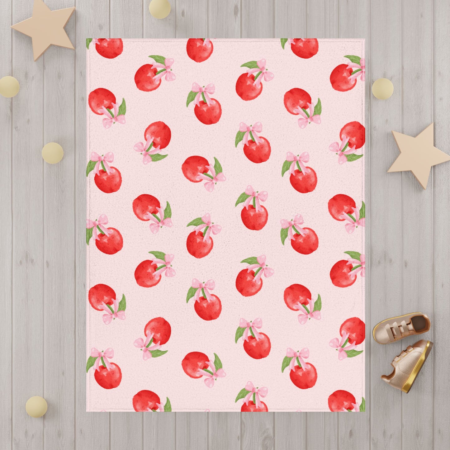 Toddler Blanket — Pink Cherry Patterned Baby Throw for Infants & Toddlers