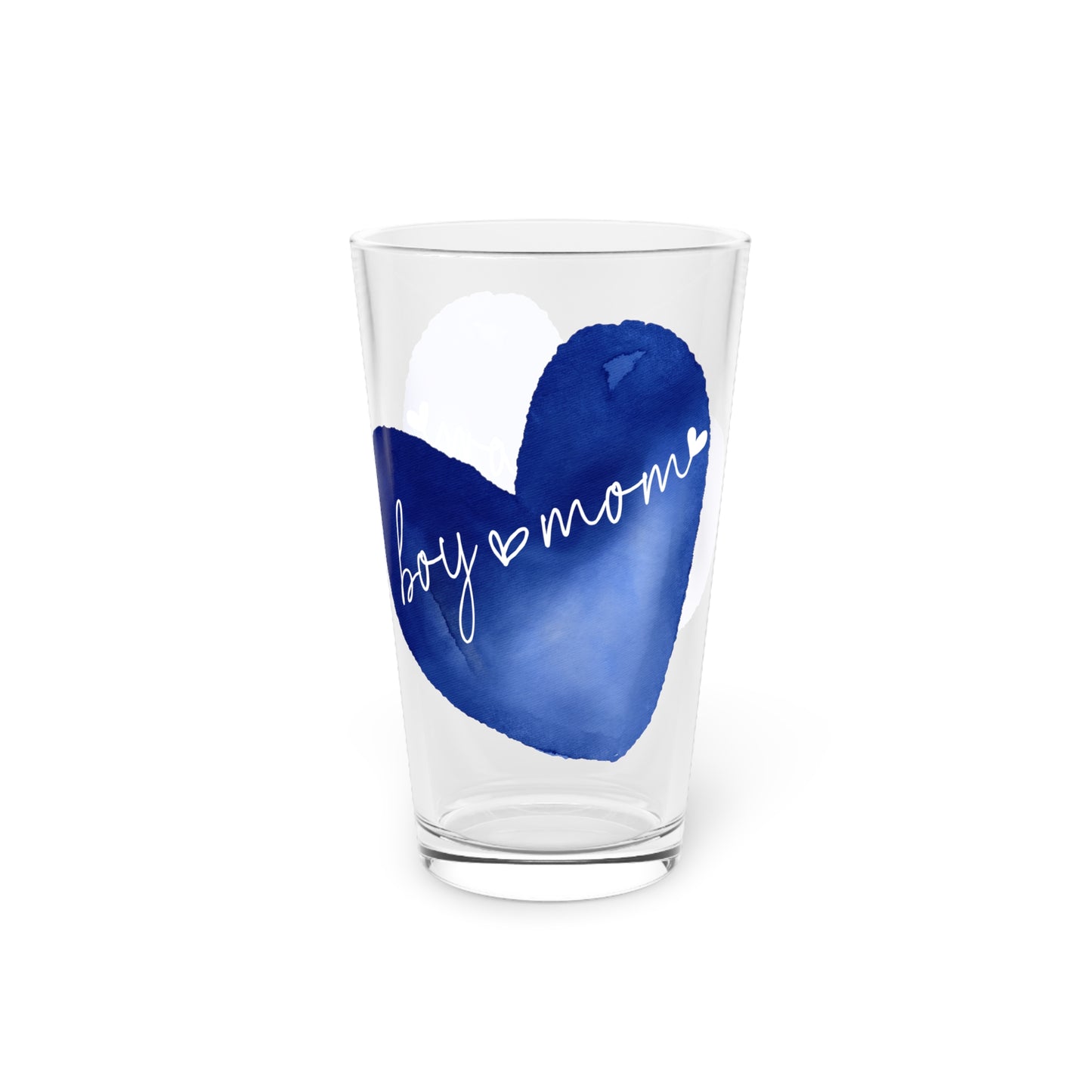 Blue Heart "Boy Mom" Pint Glass — 16oz  Glass Gift for New Moms & Baby Showers
