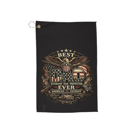Best Dad Ever American Patriot Golf Towel - Father’s Day Gift for Golfers