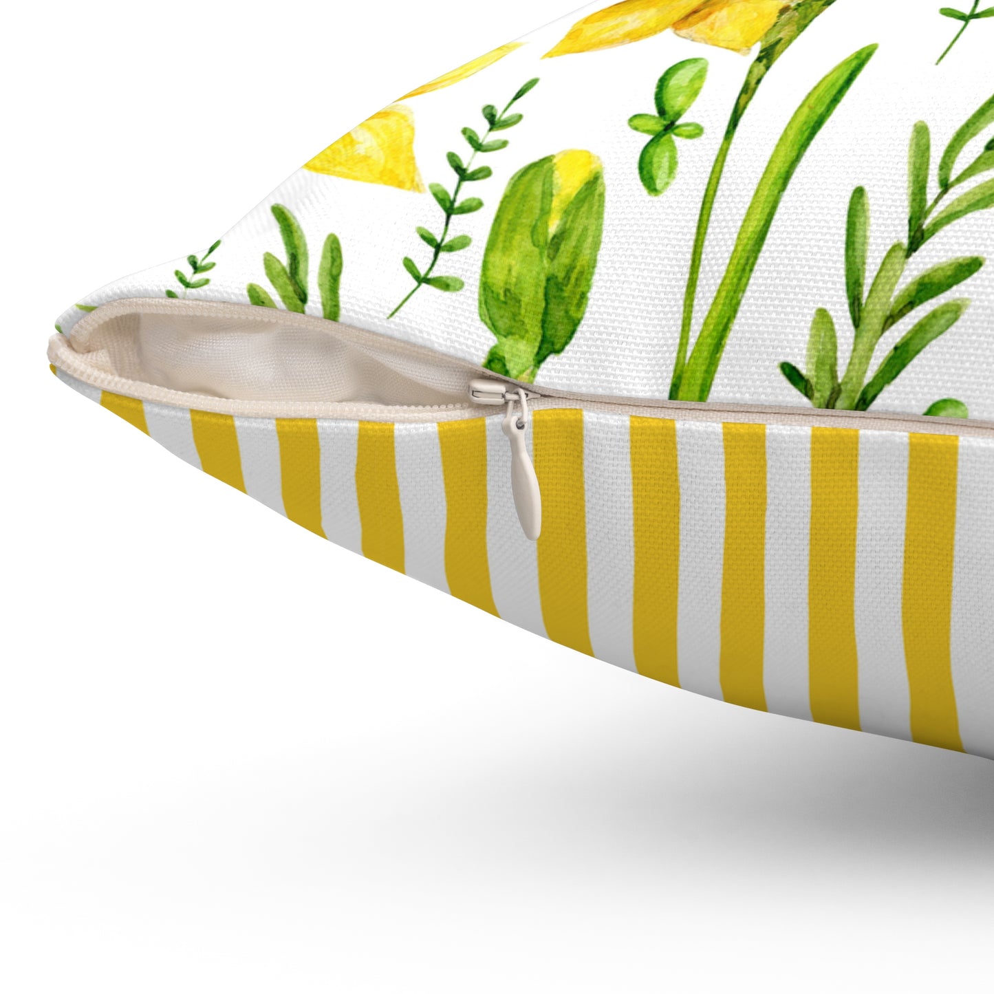 Daffodil Floral Pillow — Yellow Spring Floral Throw Pillow