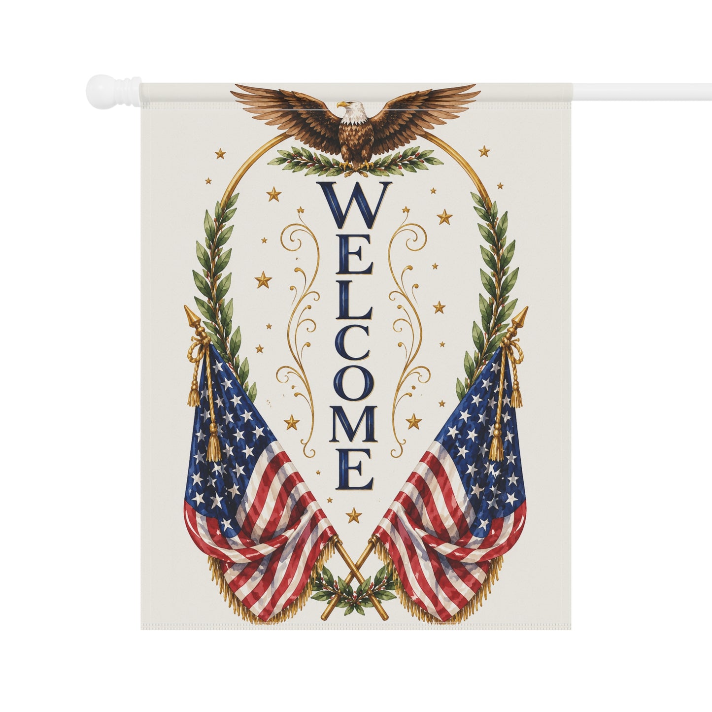 Welcome Patriotic Garden Flag — American Eagle & Flags House Banner
