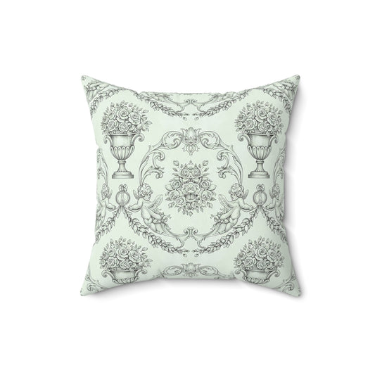 Vintage Toile Decorative Pillow — Classic French Garden Pattern