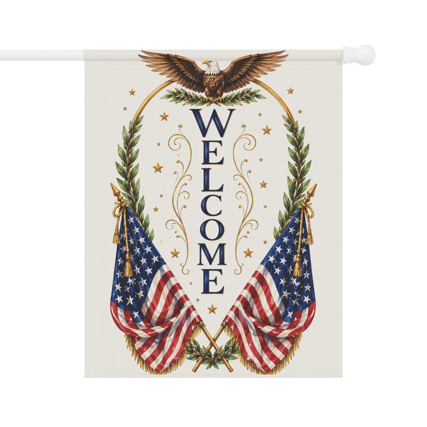 Welcome Patriotic Garden Flag — American Eagle & Flags House Banner