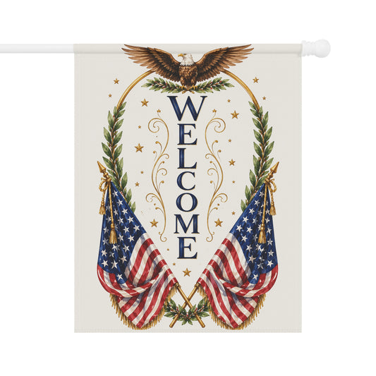 Welcome Patriotic Garden Flag — American Eagle & Flags House Banner