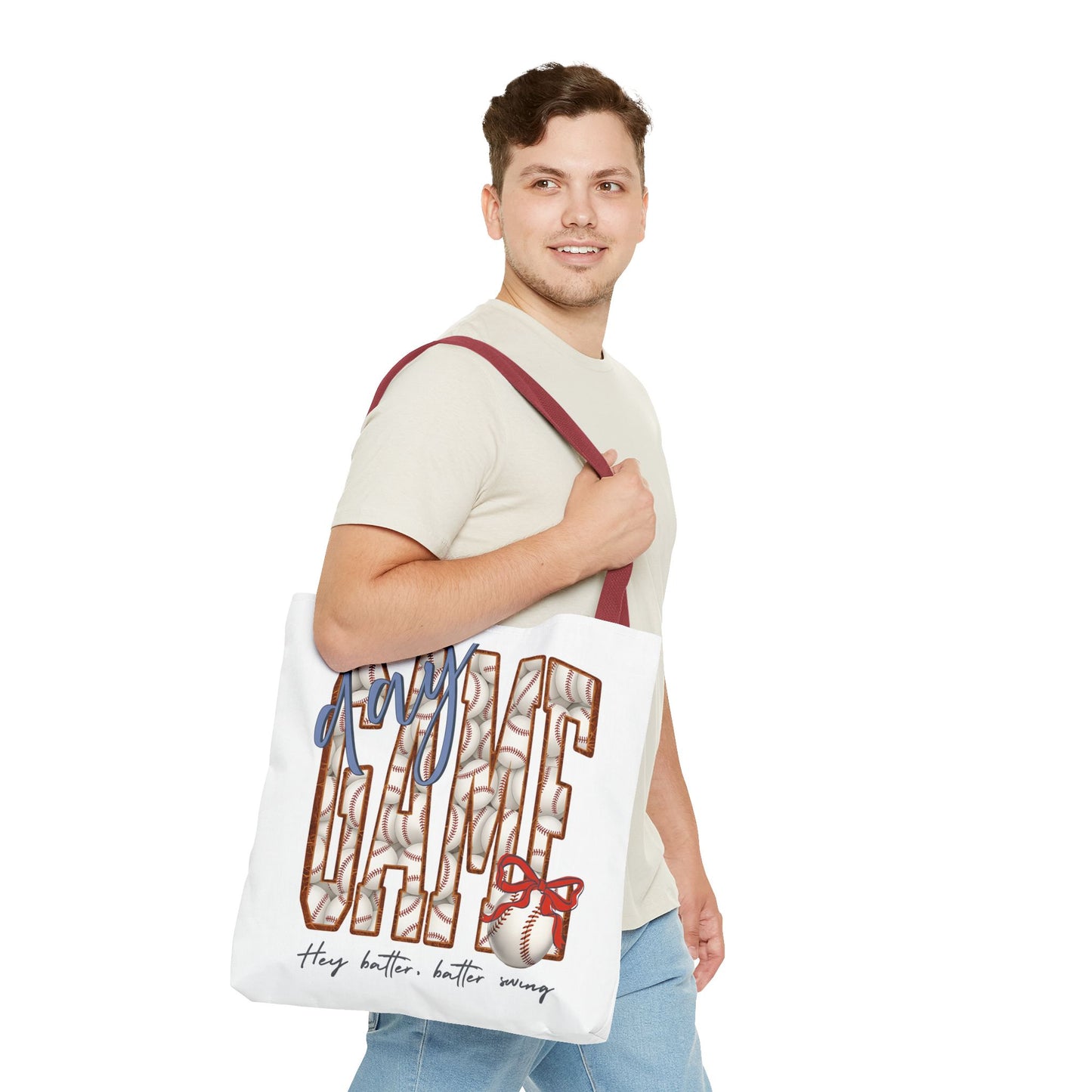 Mom Baseball Tote Bag — 'Hey Batter, Batter Swing'  Canvas Tote