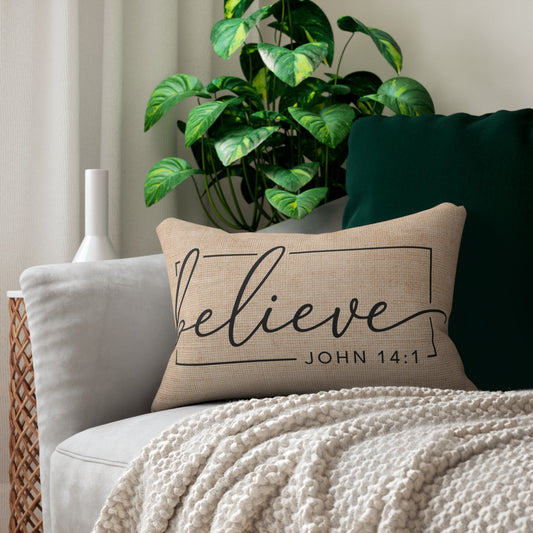 Peppermint’s Faith & Promise Pillows | Neutral Scripture Lumbar Pillows | Christian Home Decor  Believe Lumbar Pillow — John 14:1 Scripture Accent Pillow